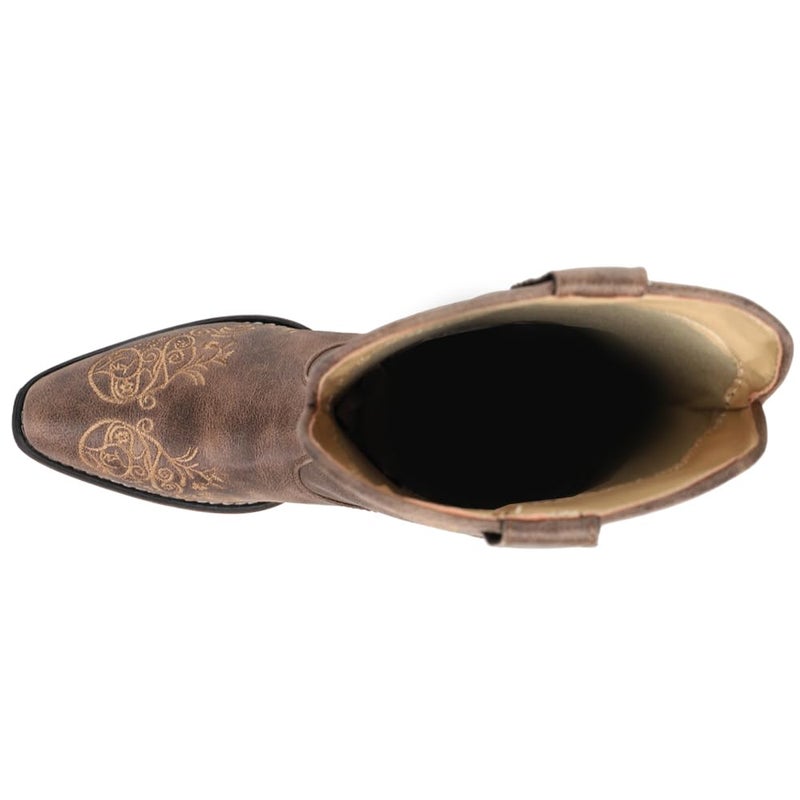 ROPER Womens Riley Scroll Embroidered Snip Toe Casual Boots Mid Calf Low Heel 1-2" - Brown - Size 5.5 M - Image 4